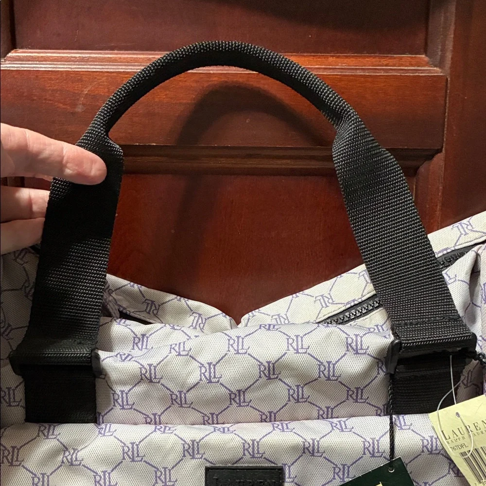 Vintage Ralph Lauren Patterned Duffel overnight Bag with Black Straps